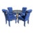 Late 20th Century 5 Piece Dining Set With Round Glass Top Table and Royal Blue Chairs With Tassels For Sale