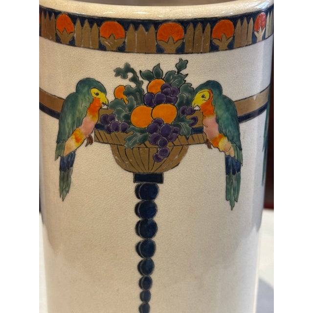 Ceramic Antique Art Nouveau Pottery Vase- 1916, Signed For Sale - Image 7 of 11