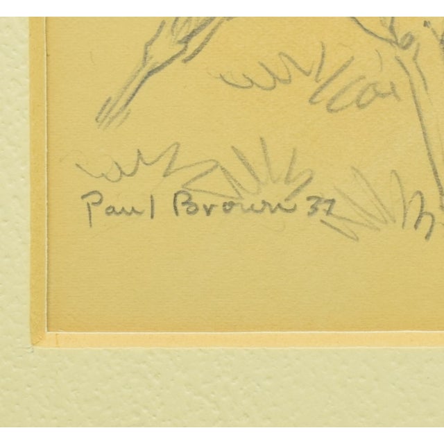Traditional Paul Brown Original Pencil C1937 Drawing Fox-Hunter & Hounds For Sale - Image 3 of 6