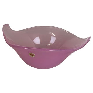 Large Italian Shell Bowl in Pink Opaline Murano Glass, 1970s For Sale