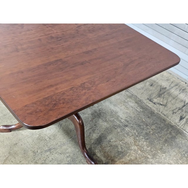 Brown Late 20th Century Eldred Wheeler Solid Cherry Two Pedestal Dining Table 2 Leaves Benchmade For Sale - Image 8 of 13