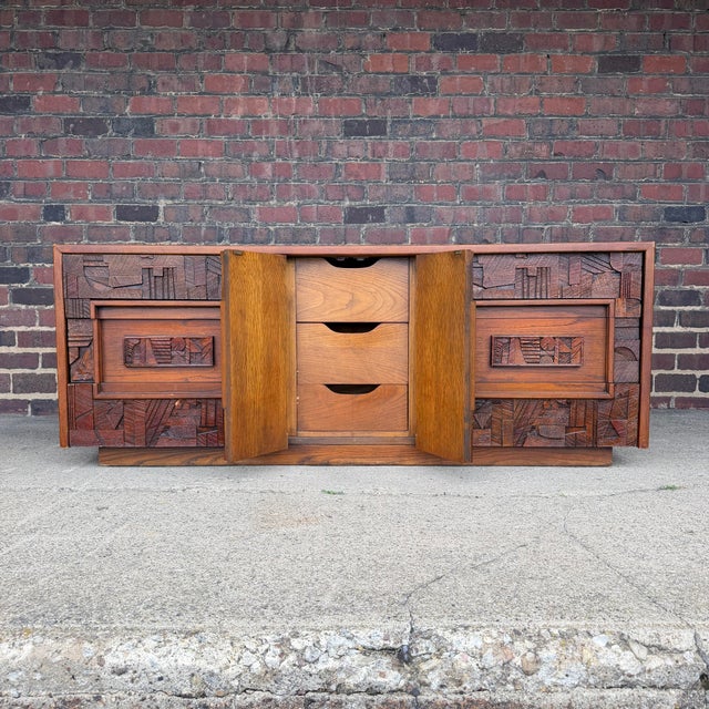 Mid-Century Modern Mid-Century Modern Brutalist Wood Sculpture Cabinet by Lane. For Sale - Image 3 of 12