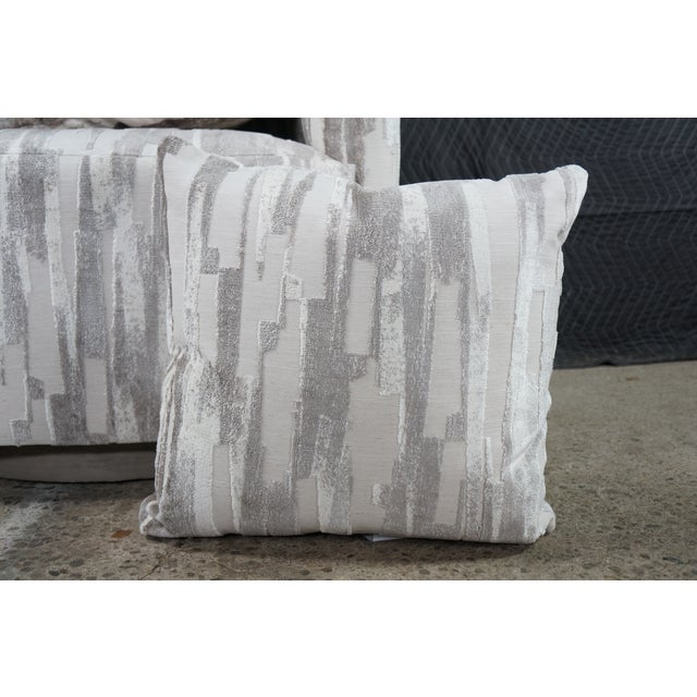 2 Late 20th Century Artistica Modern Grey Chenille Jacquard Fabric Ingrid Swivel Chairs II Pair For Sale - Image 15 of 18