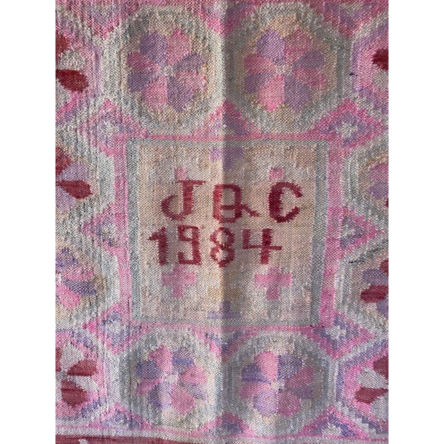 C. 1984 Vintage Peruvian Andean Folk Art Textile With Floral Medallions (Jqc) (72" X 62") For Sale - Image 6 of 15