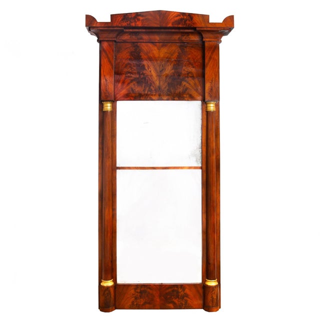 Wood Large Biedermeier Antique Mahogany Pier Mirror and Console Table Ca. 1820-40 For Sale - Image 7 of 18