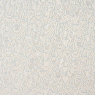 Schumacher Symphony Scallop Fabric In Sky For Sale