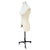 Mid-Century Modern Adult Female White Linen Dress Form Mannequin on Iron Base W/ Wheels Size 8 For Sale - Image 3 of 8