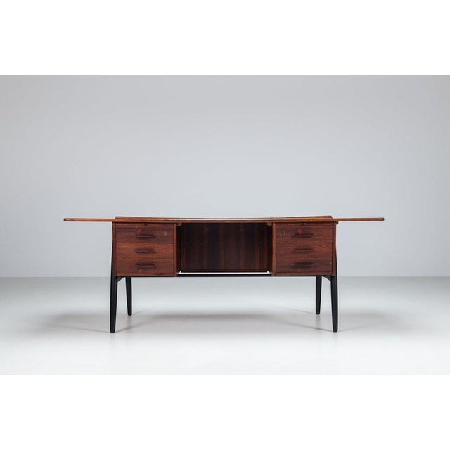 Scandinavian Executive Desk in Rosewood with Bar, Denmark, 1960 For Sale - Image 4 of 18