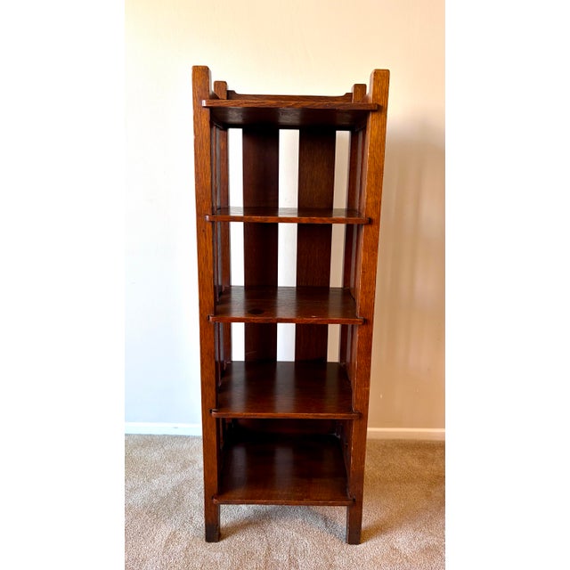Antique Stickley Brothers "Quaint" Mission Oak Magazine Stand / Bookcase, Circa 1910 With Labels For Sale - Image 10 of 12