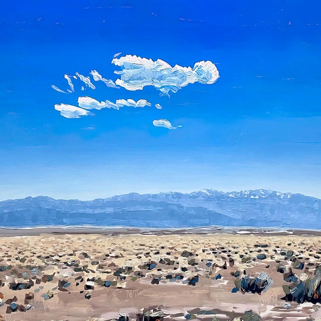 This oil painting captures the expansive landscape of the Chico Basin in the San Luis Valley, showcasing a vast, arid...