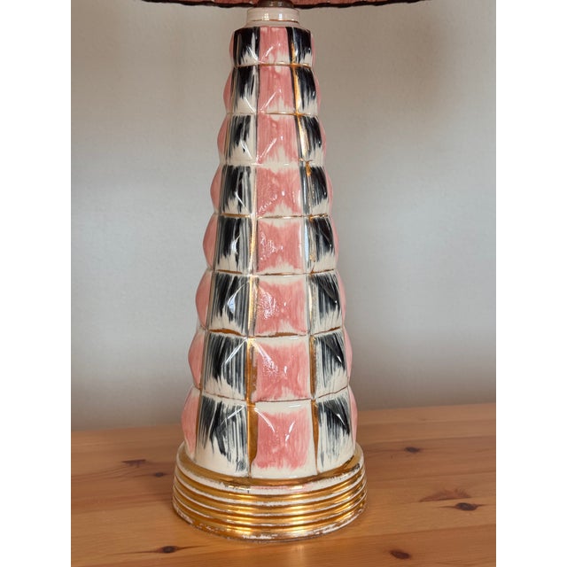 Ceramic Mid 20th Century MCM Atomic Era Lamps With Shades, Restored - A Pair For Sale - Image 7 of 14