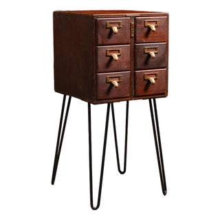 Vintage Six-Drawer Card Catalog on Hairpin Legs by Library Bureau For Sale