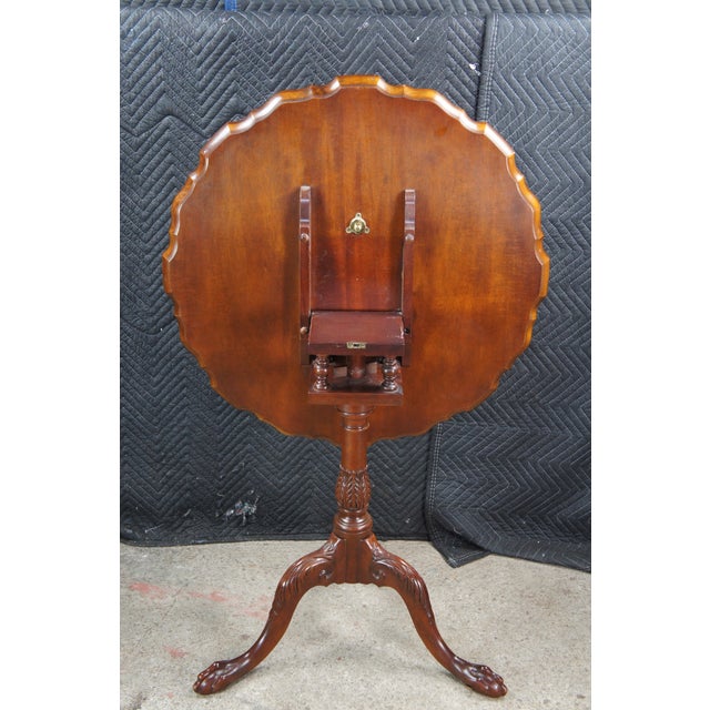 Vintage George II Style American Flame Mahogany Pie Crust Tilt Top Tea Table For Sale - Image 10 of 13