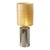 Mid 20th Century Chrome Cylinder Table Lamp With Tall Gold Grasscloth Shade For Sale