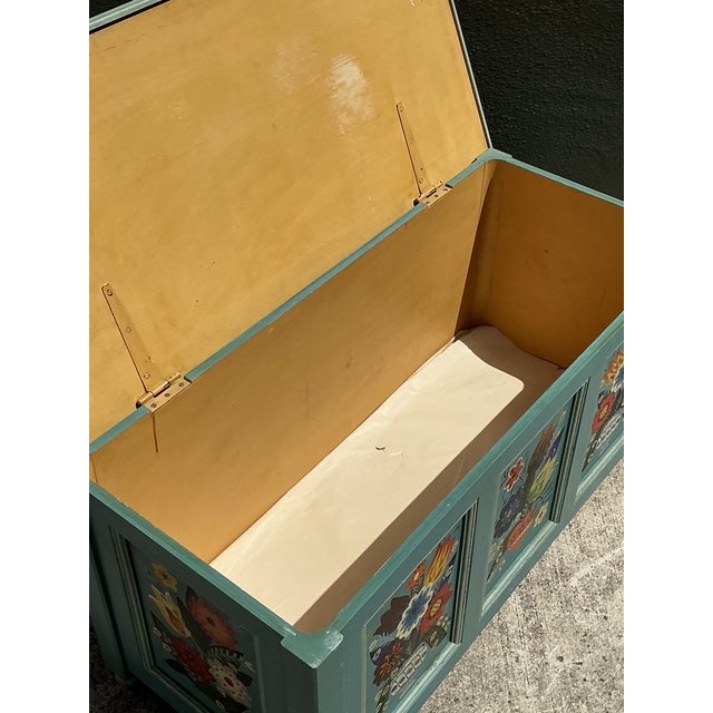 Vintage Hand Painted Blanket Trunk For Sale - Image 4 of 12