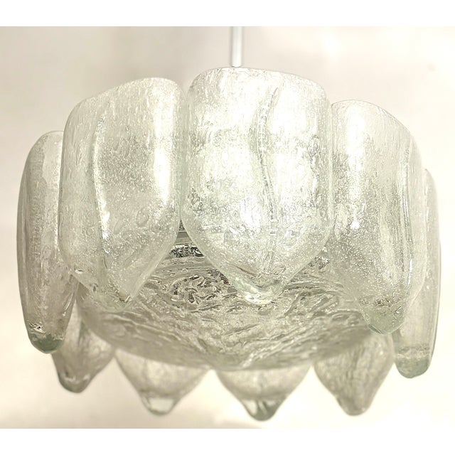 Vintage Metal Murano Ice Glass Doria Chandelier from Doria Leuchten, 1960s For Sale - Image 11 of 15