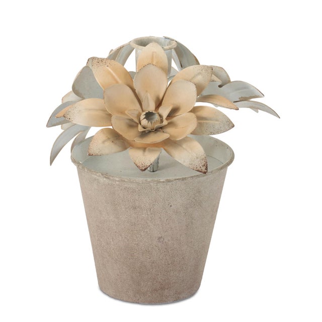 Bring a charming garden inspired touch to your decor with this Sculpted Metal Flower Pot Taper Candle Holder set. Designed...