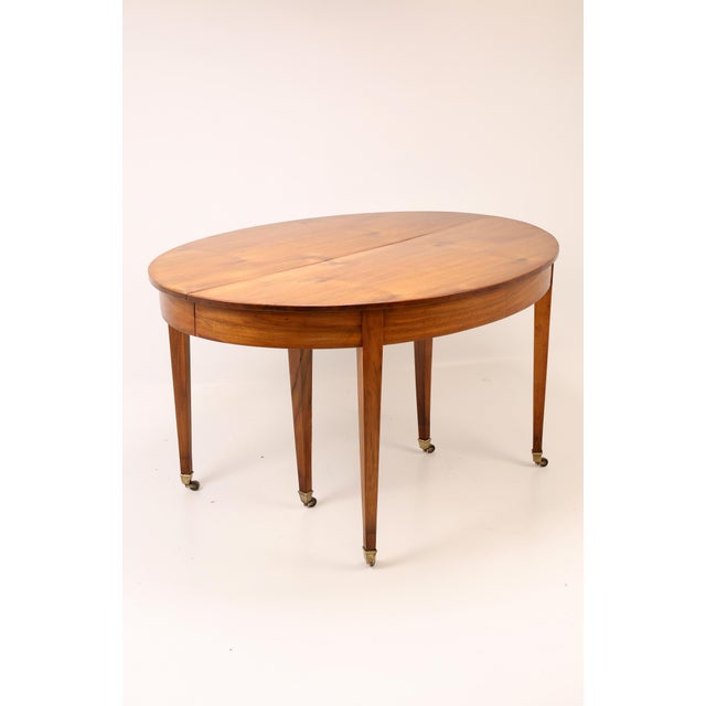 Antique Extendable Walnut Dining Table on Brass Castors, 1860 For Sale - Image 3 of 12