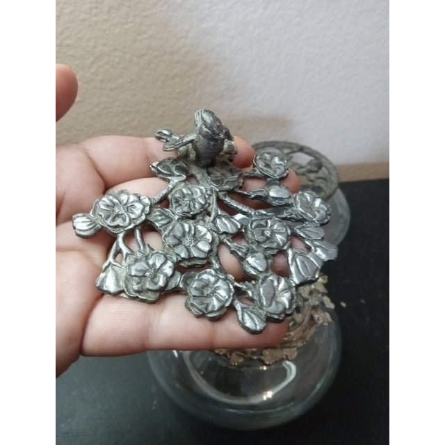 Gorgeous Trio of Potpourri Squat Vases With Filigree Pewter Lids. For Sale In Dallas - Image 6 of 8
