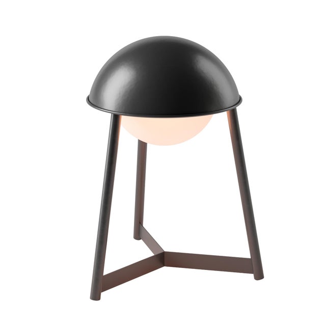 Modern HELMET Rechargeable Cordless LED Table Lamp, 3-Levels Brightness Touch Sensor Control, Black For Sale - Image 3 of 14