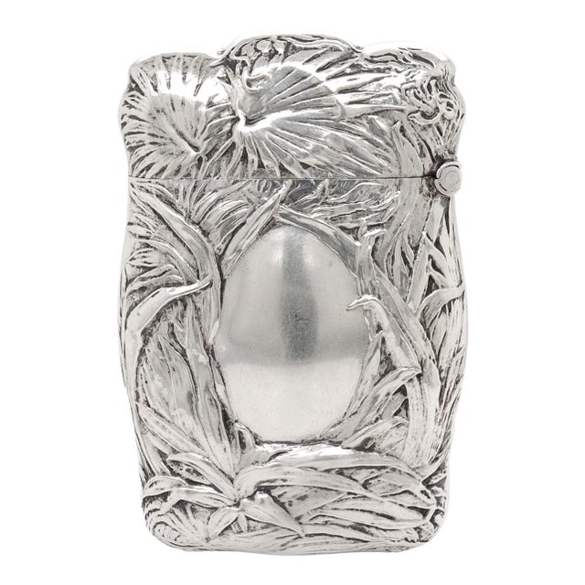 Antique Blackinton & Co. Palm Leaf Tropical Sterling Silver Matchsafe or Vesta For Sale