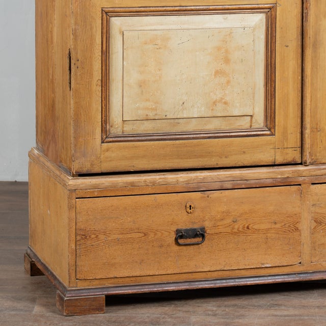 Wood 19th-Century Swedish Pine Two-Door Armoire With Original Faux Wood Paint For Sale - Image 7 of 9