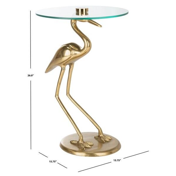 Art Deco Tori Crane Base Accent Table - Gold/Glass For Sale - Image 3 of 8