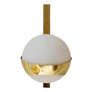 Opaline and Brass Wall Lights, Set of 2 For Sale