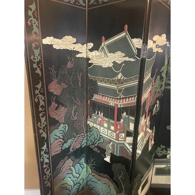 1920s Antique Chinoiserie Floor Screen / Dividers For Sale - Image 5 of 6