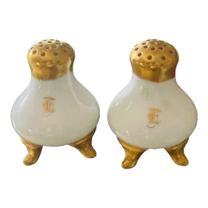 Antique Salt and Pepper Porcelain Shakers- a Pair