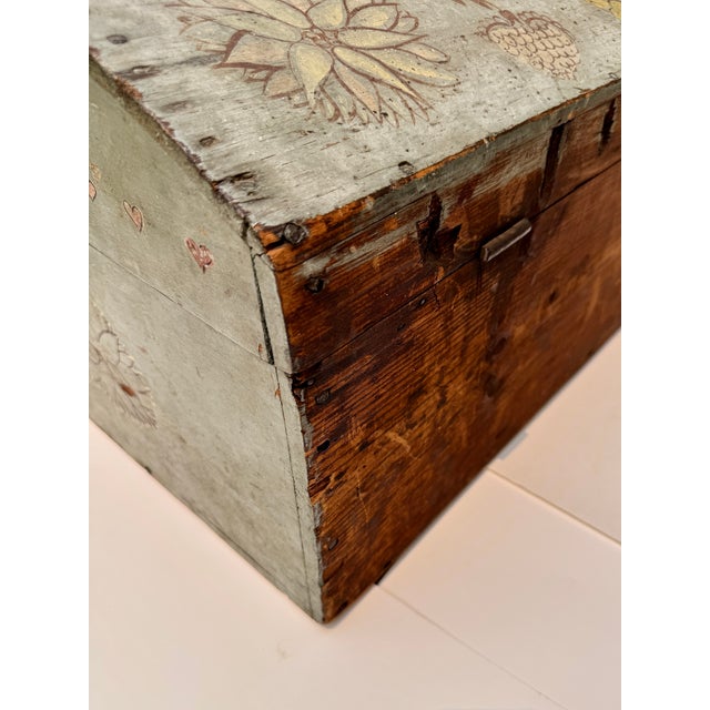 American Folk Art Blue Painted Storage Chest Circa 1820 For Sale - Image 18 of 18