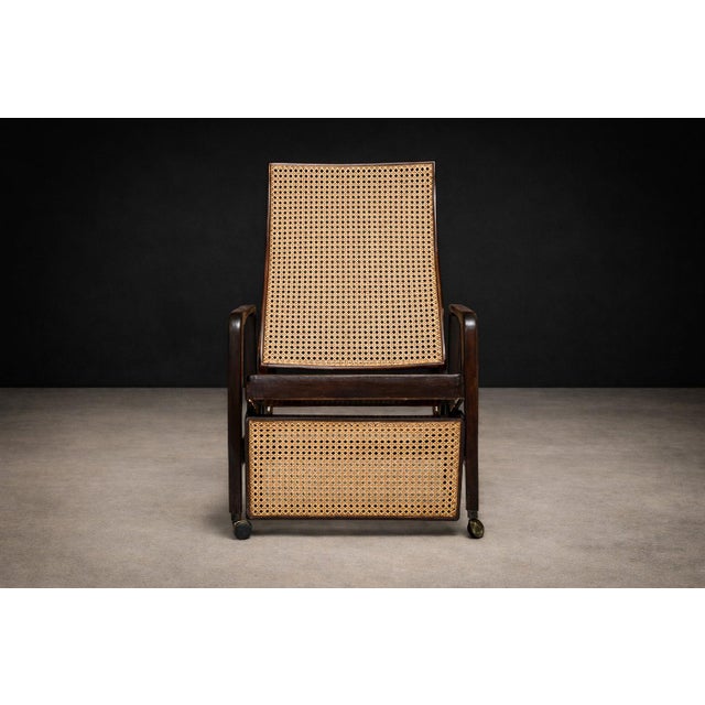 Reclining Sun Chaise Lounge in Hardwood and Caning by Walter Gerdau, Brazil, 1940s - Lot 183 For Sale - Image 9 of 13
