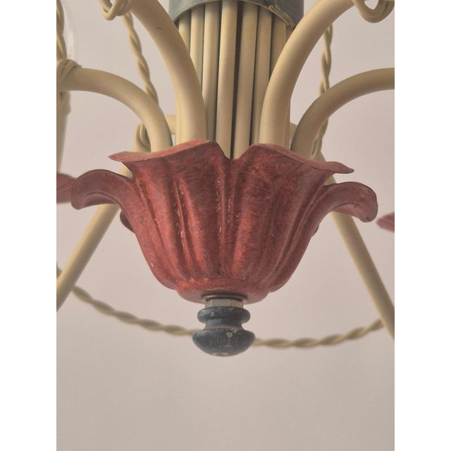Mid-Century French Gilt Iron and Painted Tôle Hot Air Balloon Chandelier For Sale - Image 11 of 15