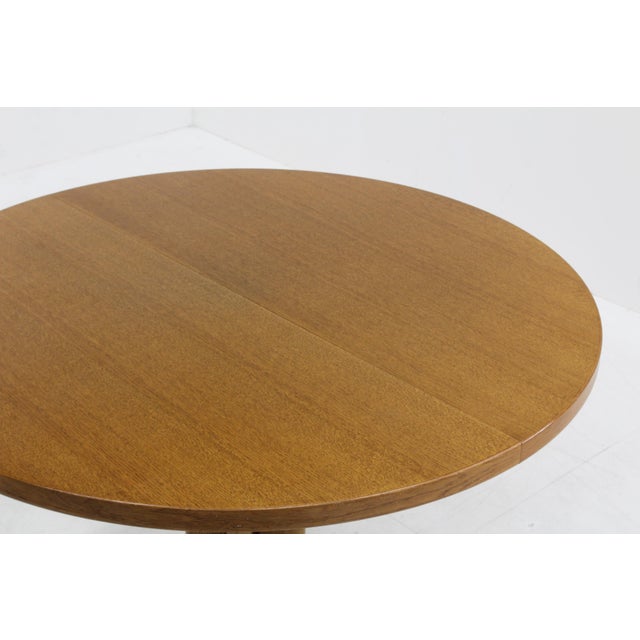 Brown Vintage Danish Round Extendable Dining Table, 1960s For Sale - Image 8 of 9