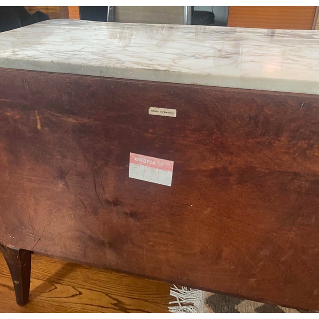 Wood Antique French Louis XV Style Bombe Chest With Marble Top For Sale - Image 7 of 12