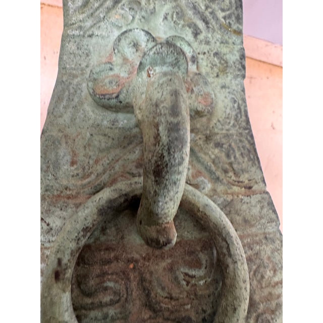 Chinese Vintage Chinese Bronze Lamp on Wood Base For Sale - Image 3 of 10