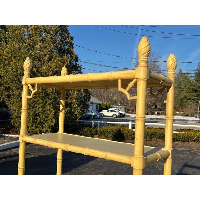 Palm Beach Regency Yellow Faux Bamboo Etagere Bookcase For Sale - Image 13 of 18