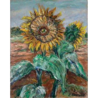 Pino Romanò, Sunflowers, Oil Painting, 1990s For Sale