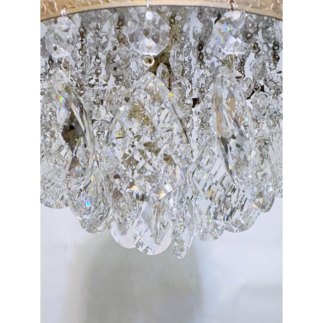 1950s Vintage Italian Basket Chandelier With Ornate Floral Brass Band For Sale - Image 5 of 8