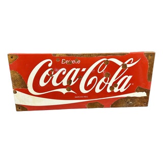 Vintage Coca Cola Sign in Enamel and Iron For Sale