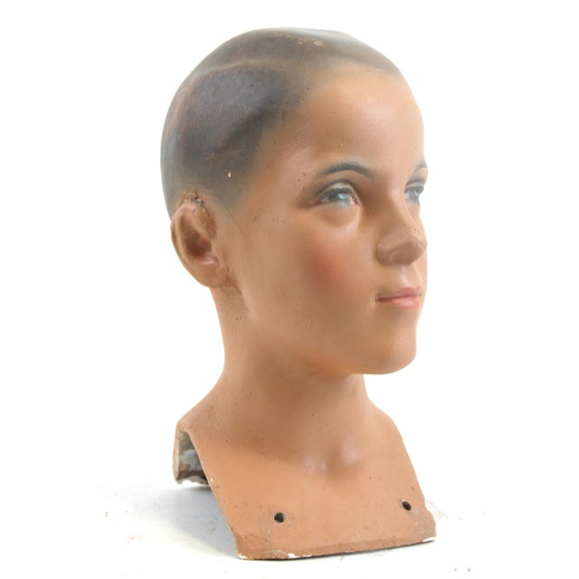 Our decorative sculptural Mannequin head was originally used for display by local hat makers. Master hatter’s displayed a...