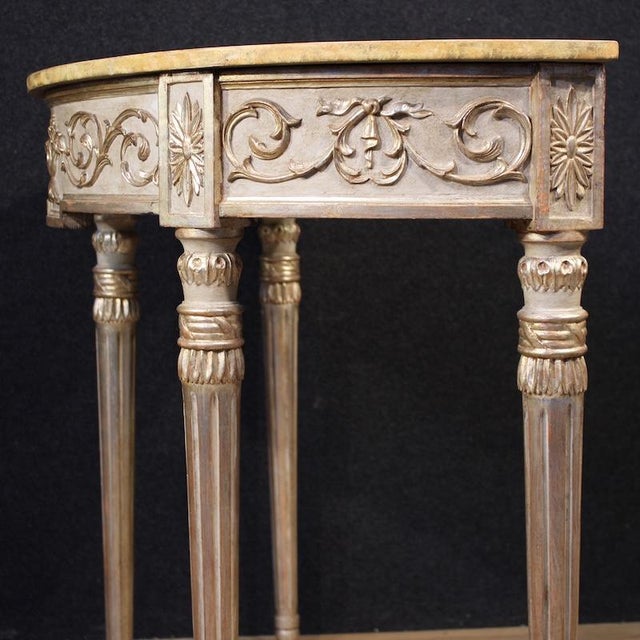 Gold 20th Century Italian Louis XVI Lacquered Console Table, 1970s For Sale - Image 8 of 13