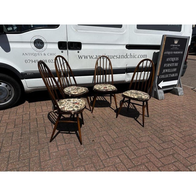 Vintage Oak Dining Chairs from Ercol, Set of 4 For Sale - Image 3 of 11