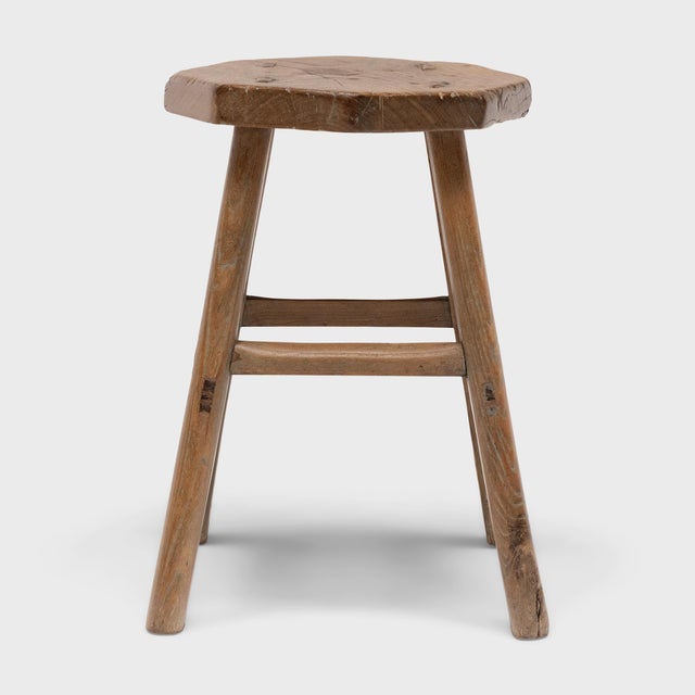 Wood Pair of Antique Chinese Lucky Eight Stools, Early 20th Century For Sale - Image 7 of 8