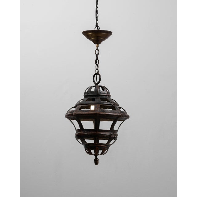 1900s French Copper Pendant Lantern With Openwork Dome Design For Sale - Image 18 of 18