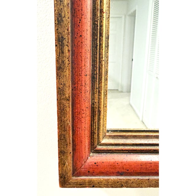 Rustic Red and Gold Vintage Wall Mirror For Sale - Image 9 of 14