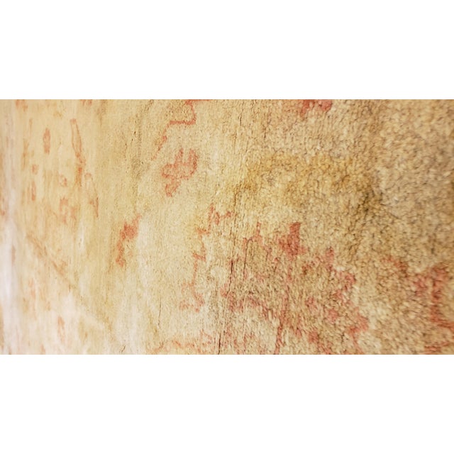 Antique Oushak Carpet, Oriental Rug, Handmade Ivory, Muted Shrimp, Soft Coral For Sale In New York - Image 6 of 14