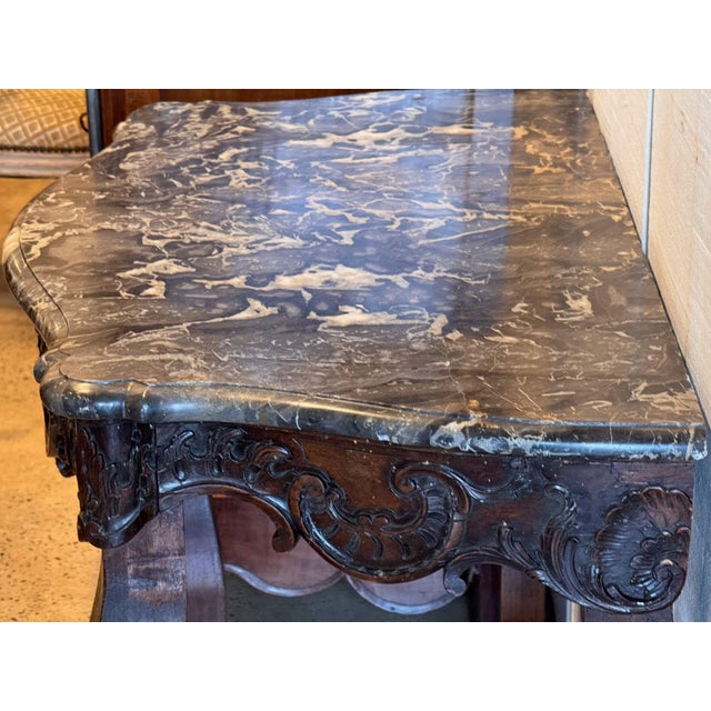 19th Century Walnut Console With Serpentine Marble Top For Sale - Image 10 of 10