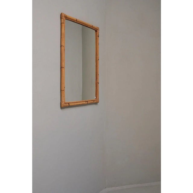 Gorgeous 1970s Italian Bamboo Wall Mirror. Dimensions: H 34.5" x W 27"