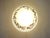 Murano glass ceiling lamp, dating back to the 1990s. The milky glass disc features an irregular spotted pattern...